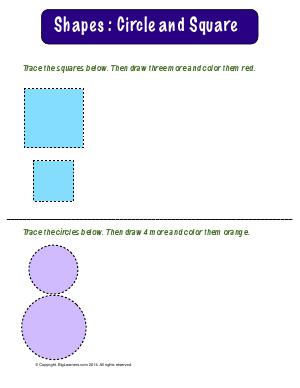 Preview image for worksheet with title Shapes : Circles and Squares
