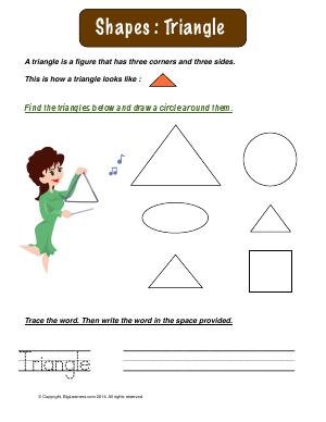 Preview image for worksheet with title Shapes : Triangle