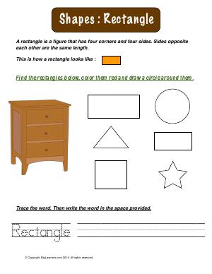 Preview image for worksheet with title Shapes : Rectangle