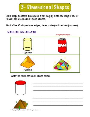 Preview image for worksheet with title 3 - Dimensional Shapes