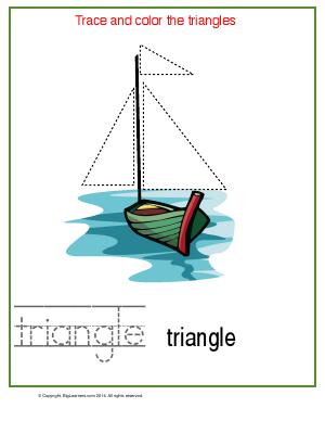 Preview image for worksheet with title Trace and Color the Triangles