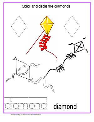 Preview image for worksheet with title Color and Circle the Diamonds