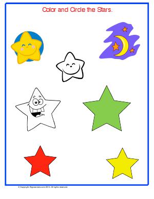 Preview image for worksheet with title Color and Circle the Stars