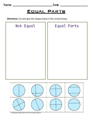 Preview image for worksheet with title Equal Parts