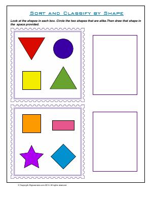 Preview image for worksheet with title Sort and Classify by Shape