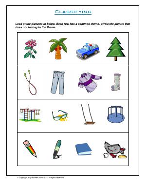 Preview image for worksheet with title Classifying