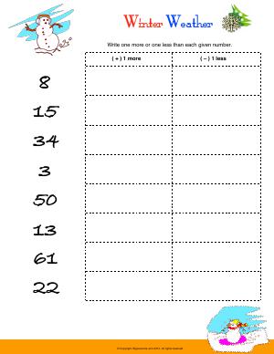 Preview image for worksheet with title Winter Weather