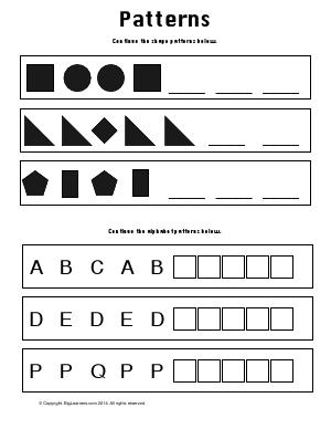 Preview image for worksheet with title Patterns