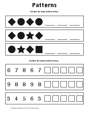 Preview image for worksheet with title Patterns