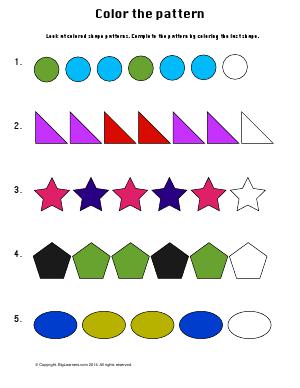 Preview image for worksheet with title Color the Pattern