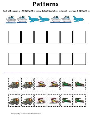 Preview image for worksheet with title Patterns