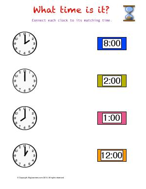 Preview image for worksheet with title What Time Is It ?