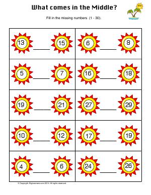 Preview image for worksheet with title What Comes in the Middle ?