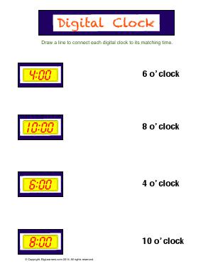 Preview image for worksheet with title Digital Clock