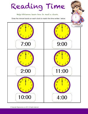 Preview image for worksheet with title Reading Time