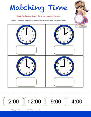 Preview image for worksheet with title Matching Time