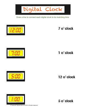 Preview image for worksheet with title Digital Clock