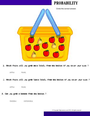 Preview image for worksheet with title Probability