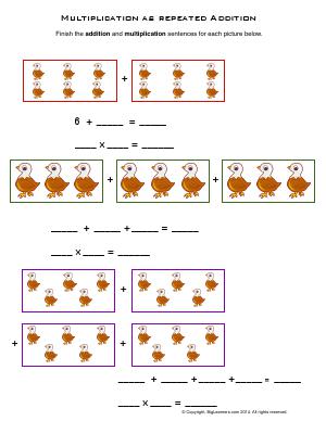 Preview image for worksheet with title Multiplication as Repeated Addition