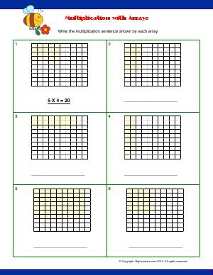 Preview image for worksheet with title Multiplication with Arrays