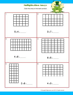 Preview image for worksheet with title Multiplication Arrays