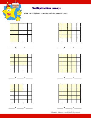 Preview image for worksheet with title Multiplication Arrays