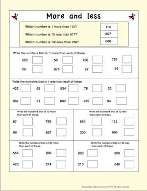 Preview image for worksheet with title More and Less