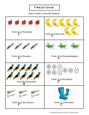 Preview image for worksheet with title Fractions