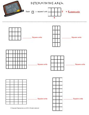 Preview image for worksheet with title Determining Area