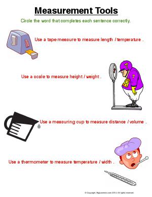 Preview image for worksheet with title Measurement Tools