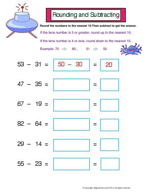 Preview image for worksheet with title Rounding and Subtracting