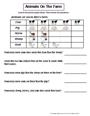 Preview image for worksheet with title Animals on the Barn
