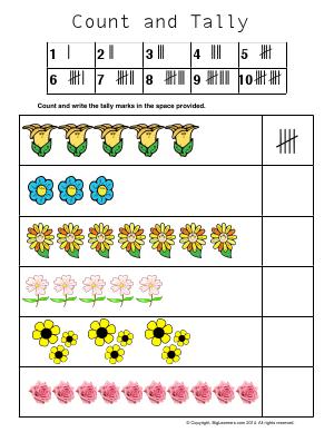 Preview image for worksheet with title Count and Tally