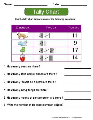 Preview image for worksheet with title Tally Chart