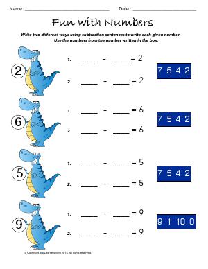 Preview image for worksheet with title Fun With Numbers