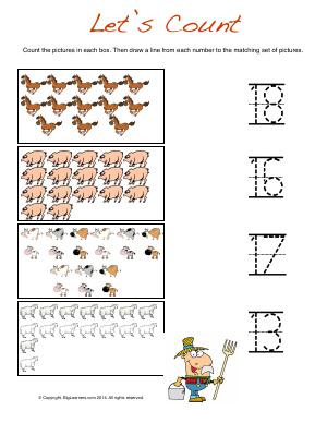 Preview image for worksheet with title Let's Count ( Farm Animals Theme )