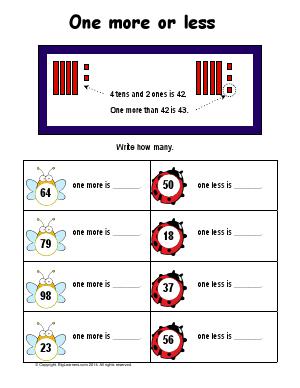 Preview image for worksheet with title One More or Less