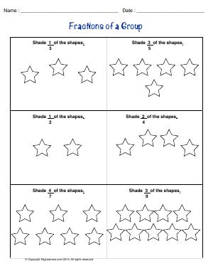 Preview image for worksheet with title Fractions of a Group