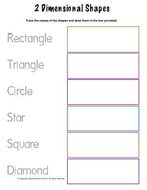 Preview image for worksheet with title 2 - Dimensional Shapes
