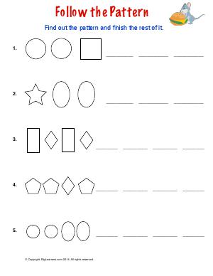 Preview image for worksheet with title Follow the Pattern