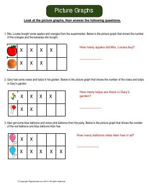 Preview image for worksheet with title Picture Graphs