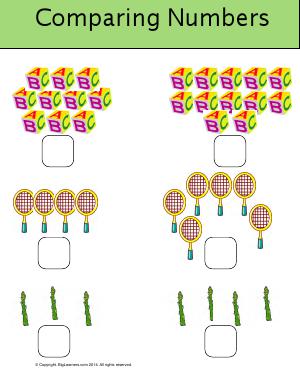 Preview image for worksheet with title Comparing Numbers