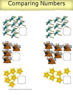 Preview image for worksheet with title comparing Numbers