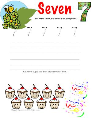 Preview image for worksheet with title Number Seven