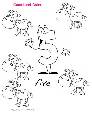 Preview image for worksheet with title Number 5 - Count and Color