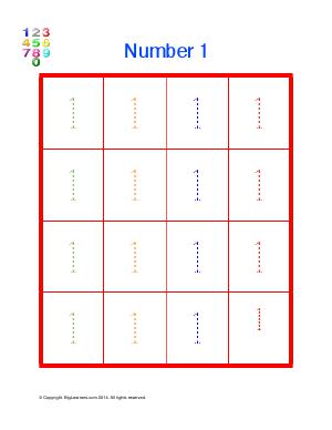 Preview image for worksheet with title Number 1