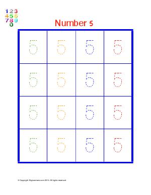 Preview image for worksheet with title Number 5