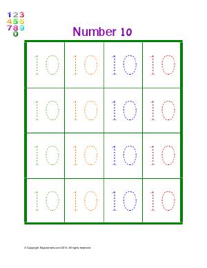 Preview image for worksheet with title Number 10
