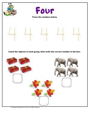 Preview image for worksheet with title Number Four