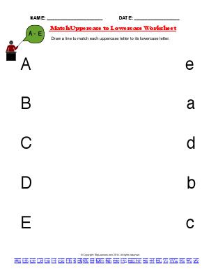 Preview image for worksheet with title Match Uppercase to Lowercase Worksheet A - E